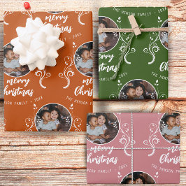 Foto Foliage Frohe Weihnachten Geschenkpapier Set