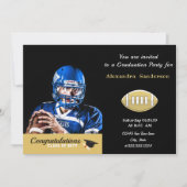 Foto Football Player Graduierungsparty Einladung (Vorderseite)