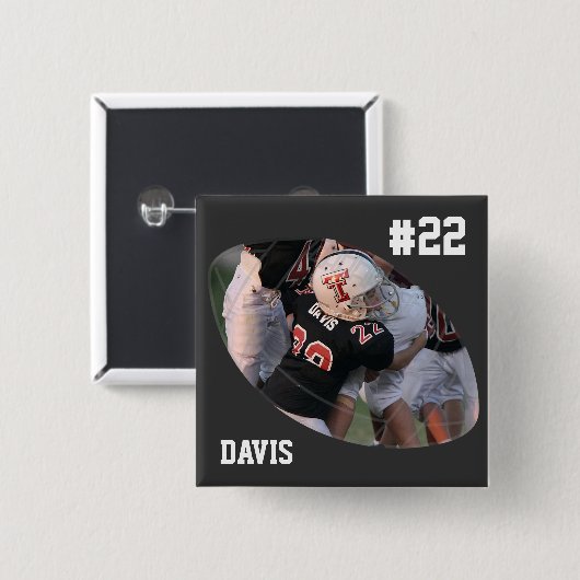 Foto Football - Schwarz - Personalisiert Button (Vorne & Hinten)