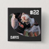 Foto Football - Schwarz - Personalisiert Button (Vorderseite)