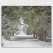 Foto "Forest Road Snow Pine Tree" Geschenkpapier (Flach)