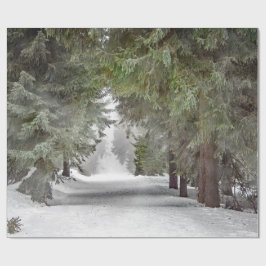 Foto "Forest Road Snow Pine Tree" Geschenkpapier