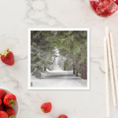 Foto "Forest Road Snow Pine Tree" Serviette (Beispiel)