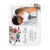 Foto Formal Dusty Blue Wine Burgundy Floral Magnet (Vertikal)