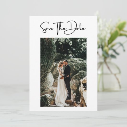 Foto Formal Elegante Moderne Hochzeit retten das D Save The Date (Stehend Vorderseite)