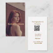 Foto-Fotograf-Designer scannt QR-Code Geschäft Visitenkarte (Vorne/Hinten)