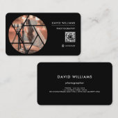 Foto Fotograf QR Code Beruflich Black Visitenkarte (Vorne/Hinten)