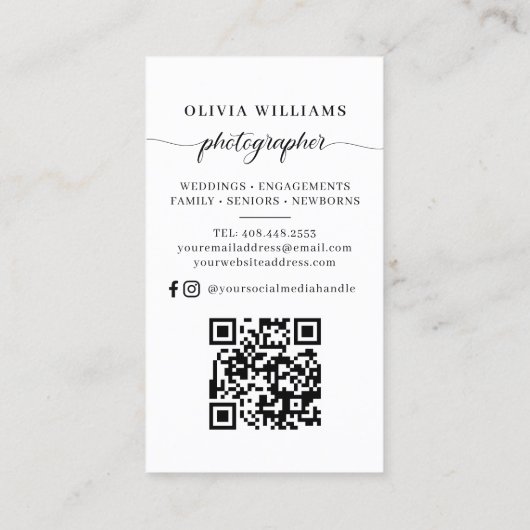 Foto Fotografie QR-Code Visitenkarte (Rückseite)