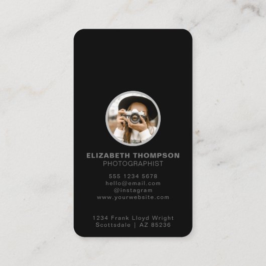 Foto Fotografy Stylish Fotograf QR Code Visitenkarte (Rückseite)