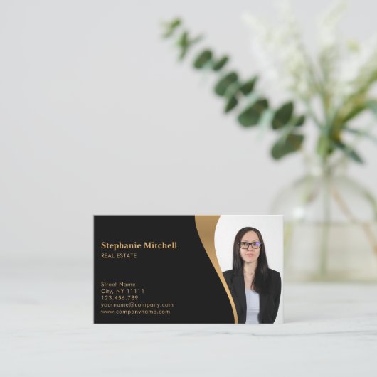 Foto Fotovorlage hinzufügen Real Anwesen Agent ein Visitenkarte (Stehend Vorderseite)