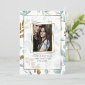 FOTO FRAME | Dusty Blue Watercolor Eucalyptus Einladung (Stehend Vorderseite)