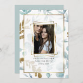 FOTO FRAME | Dusty Blue Watercolor Eucalyptus Einladung (Vorne/Hinten)