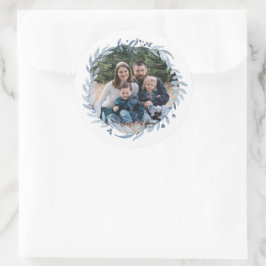 Foto Frame Hanukkah Blue Wreath Runder Aufkleber
