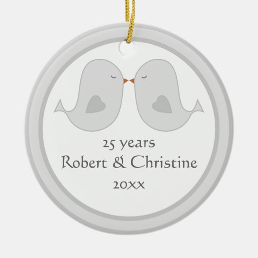Foto Frame Lovebirds Jahrestag Keramikornament (Vorne)