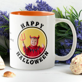 Foto Frame Personalisiert Happy Halloween Zweifarbige Tasse