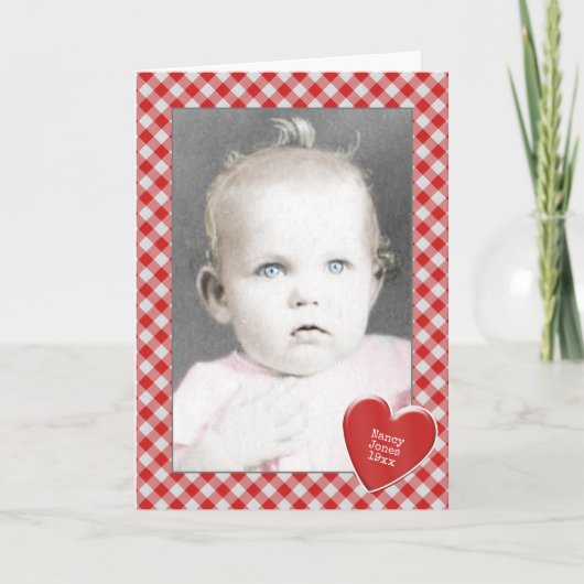 Foto Frame - Red Classic Gingham Karos Muster Karte (Vorderseite)
