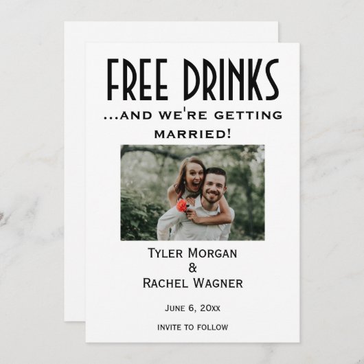 Foto "Free Drinks" Speichern Sie die Daten Einladung (Vorne/Hinten)