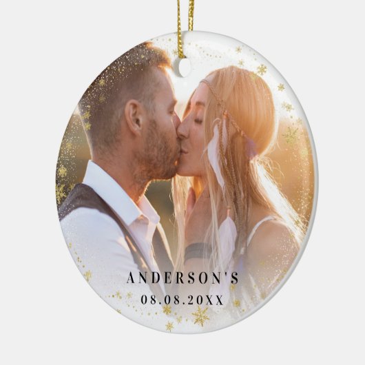 Foto frisch gezapft Goldschneefeste Keramik Ornament (Links)