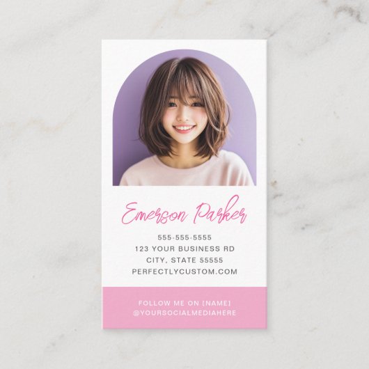 Foto, frisch und trendig, rosa oder farbig visitenkarte (Vorderseite)