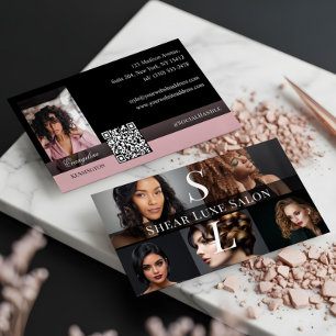 Foto Friseur Salon Stylist Luxus Monogramm Schwarz Visitenkarte