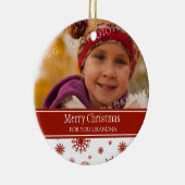 Foto-frohe Weihnacht-Großmutter-Verzierungs-Rot Keramik Ornament (Rechts)