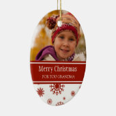 Foto-frohe Weihnacht-Großmutter-Verzierungs-Rot Keramikornament (Rechts)