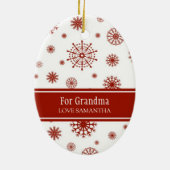 Foto-frohe Weihnacht-Großmutter-Verzierungs-Rot Keramikornament (Hinten)