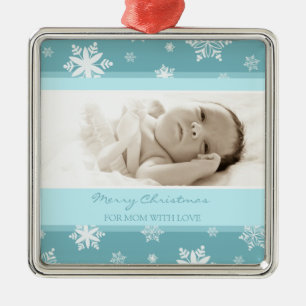 Foto-frohe Weihnacht-Mama-Verzierung Silbernes Ornament