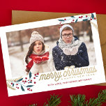 Foto | Frohe Weihnachten<br><div class="desc">Diese skurrile und festliche Weihnachtskarte enthält ein Foto-Rahmen, Winterbeeren und sagt Frohe Weihnachten und Glück Neues Jahr!</div>