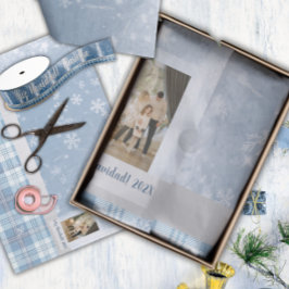 Foto Frohe Weihnachten Elegant Blau  Seidenpapier