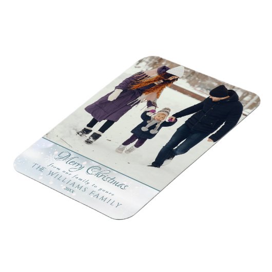 Foto Frohe Weihnachten Eleganter Winter Frost Magnet (Linke Seite)