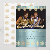 Foto Frohe Weihnachten Glück Neujahr Blau (Vorne/Hinten)