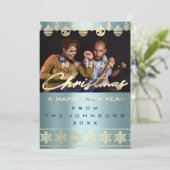 Foto Frohe Weihnachten Glück Neujahr Blau (Stehend Vorderseite)