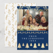 Foto Frohe Weihnachten Glück Neujahr Navy Gold (Vorne/Hinten)