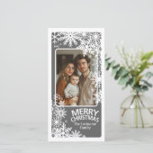 Foto - Frohe Weihnachten - Graue Schneeflocken (Stehend Vorderseite)