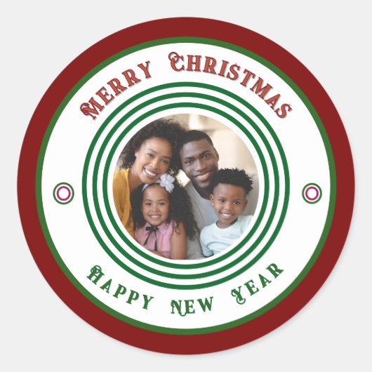 Foto frohe Weihnachten Neues Jahr personalisieren Runder Aufkleber (Vorderseite)
