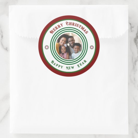 Foto frohe Weihnachten Neues Jahr personalisieren Runder Aufkleber (Tasche)