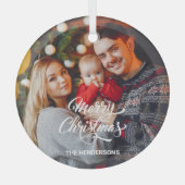 Foto Frohe Weihnachten Ornament Aus Glas (Vorderseite)