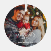 Foto Frohe Weihnachten Ornament Aus Glas (Rückseite)