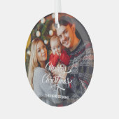 Foto Frohe Weihnachten Ornament Aus Glas (Vorderseite links)