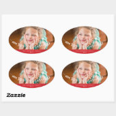 Foto Frohe Weihnachten Oval Rote Stickers (Blatt)