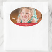 Foto Frohe Weihnachten Oval Rote Stickers (Tasche)