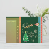 Foto "Frohe Weihnachten" Rentier des Weihnachtsman Dankeskarte (Stehend Vorderseite)