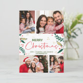 Foto Frohe Weihnachten Rote Grüne goldene Vegetati (Stehend Vorderseite)