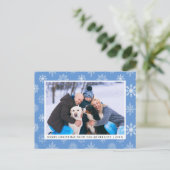 Foto frohe Weihnachten Schneeflocken Blau (Stehend Vorderseite)