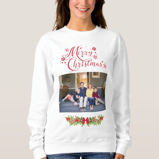 Foto frohe Weihnachten Sweatshirt (Vorderseite)