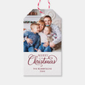 Foto Frohe Weihnachten Wasserfarbe Botanisch Geschenkanhänger (Vorderseite)