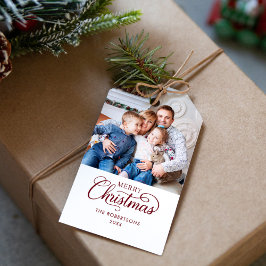 Foto Frohe Weihnachten Wasserfarbe Botanisch Geschenkanhänger