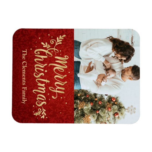Foto Frohe Weihnachts-Gold-Script Magnet (Horizontal)