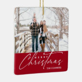 Foto Frohe Weihnachts-Script-Kalligraphie-Familie Keramikornament (Rechts)